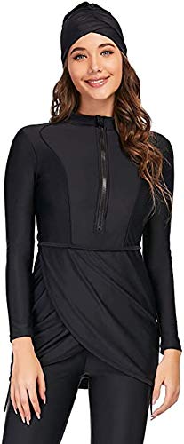 ShuoBeiter Full Cover Burkini Muslim Bademode Modest Badeanzug für Frauen Islamische Hijab Beachwear Badeanzug Sport Lange Ärmel(L,S4) von ShuoBeiter