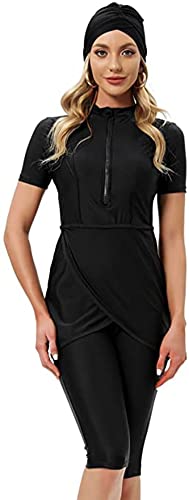 ShuoBeiter Kurzarm-Badeanzug Bescheidene Badebekleidung für Frauen Bescheidener Badeanzug Rash Guard Surfanzug Beachwear Burkini (5XL, S8) von ShuoBeiter