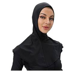 Solide Farbe Frauen schwimmen Kappe einstellbar muslimischen voll-Abdeckung Schal Kappe voll-Abdeckung Hals Schutz Hijab (Black) von ShuoBeiter
