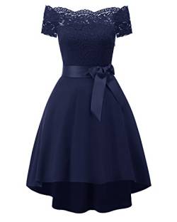 Women's Lace Cocktail Dress Hi-Lo Off Shoulder Bridesmaid Swing Formal Party Dress (S,S3) von ShuoBeiter