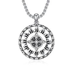 Keltische Knoten Halskette 925 Sterling Silber Sonne Anhänger Kette für Herren oxidiert Kette Keltische Knoten Schmuck für Männer Frauen von Shusukue