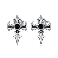Kreuz Ohrringe Herren 925 Sterling Silber Gothic Ohrringe Unisex Ohrstecker für Herren Damen oxidiert Rock Schmuck für Männer Frauen Jungen von Shusukue