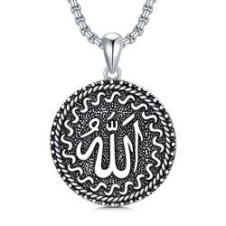Shusukue Allah Halskette 925 Sterling Silber Islamische Anhänger Halskette Muslim Islam Anhänger Kette Religiöser Schmuck Geschenk für Vater Männer Frauen von Shusukue