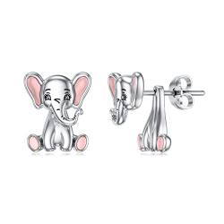 Shusukue Cute Elefant Ohrstecker Sterling Silber 925er Elefanten Ohrringe für Mädchen von Shusukue