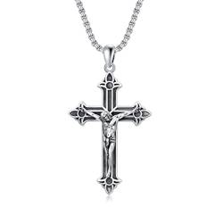 Shusukue Heiliger Kreuz Kette Herren Silber 925 Jesus Kruzifix Halskette mit Anhänger Amulett Geschenke von Shusukue