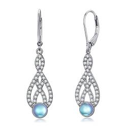 Shusukue Mondstein Ohrringe Hängend 925 Sterling Silber Keltische Tropfen Ohrringe Leverback Ohrringe Mondstein Schmuck Hochzeit Geschenk für Frauen Mädchen von Shusukue