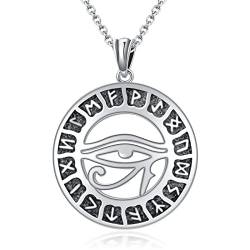 Shusukue Wikinger Kette Herren 925 Sterling Silber Auge des Hours Anhänger Halskette Religiöser Amulett Schmuck Viking Geschenk für Damen Männer… von Shusukue