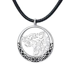 Shusukue Wolf Kette 925 Sterling Silber Keltischer Anhänger Halskette Keltischer Wolf Kette Wolf Schmuck Geschenke für Herren Damen Jungen von Shusukue