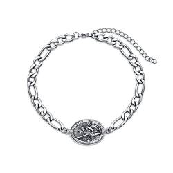 St. Christoph Armband 925 Silber Saint Christophorus Verstellbarer Armbänder Gebetsmünzen Religiöser Schmuck für Männer Vater (8''+2'') von Shusukue