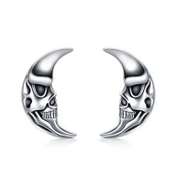 Totenkopf Ohrringe 925 Sterling Silber Gothic Punk Ohrringe Schädel Ohrstecker Totenkopf Schmuck Geschenke für Herren Frauen Jungen von Shusukue