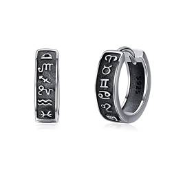 Unisex Creolen 925 Sterling Silber Kleine Creolen Schwarz Schlafen Kreolen Ohrringe Klapp Creolen Ohrringe Ohrschmuck Geschenk für Männer Frauen von Shusukue