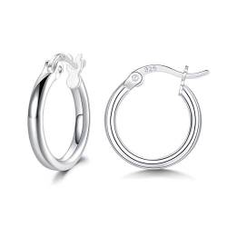 Shuxin Creolen Silber Damen Ohrringe, 925 Sterling Silber Creolen Ohrringe, Durchmesser 16mm Klein Schlafen Kreolen Ohrringe, Hypoallergen Unisex Creolen Ohrringe, Kommt in Schmuck Geschenk Box von Shuxin