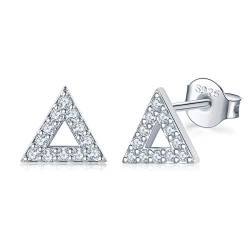 Shuxin Silber Damen Ohrstecker Ohrringe, 925 Sterling Silber Geometrie Ohrstecker Ohrringe, 8mm Gold Dreieck Ohrstecker Ohrringe, Unisex Klein Schlafen Knorpel Ohrstecker für Frauen Mädchen von Shuxin