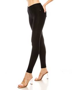 ShyCloset Pocket Jeggings Jeans Leggings Hose – Frauen Unterteil Casual Comfy Slim Fit Denim Skinny Stretch Übergröße - Schwarz - 2X-3X von ShyCloset