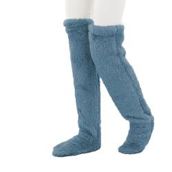 Plushwarmth Long Socks, Snug Step Fur Socks, Snuggs Cozy Socks Knee High, Fluffy Feet, Knee High Slippers (Blue) von SiQiYu