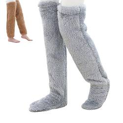 Plushwarmth Long Socks, Snug Step Fur Socks, Snuggs Cozy Socks Knee High, Fluffy Feet, Knee High Slippers (Light Gray) von SiQiYu