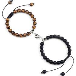 Armband Armreif Schmuck Herren Frauen Bracelets Bracelet Jewellery Paar Armbänder 2-Teiliges Set Perlen Herz Armband Armreif Friend Style3 von SiVaji