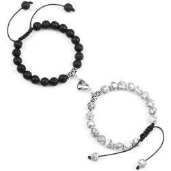 Armband Armreif Schmuck Herren Frauen Bracelets Bracelet Jewellery Paar Armbänder 2-Teiliges Set Perlen Herzarmband Armreif Friend Style2 von SiVaji