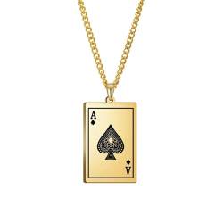 Halskette Ketten Schmuck Herren Frauen Anhänger Necklace Ace Of Spades Männer Halsketten Playing Punk Styles Card Poker Anhänger Halskette Hiphop 3Mmchain-G von SiVaji