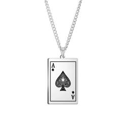 Halskette Ketten Schmuck Herren Frauen Anhänger Necklace Ace Of Spades Männer Halsketten Punk Styles Card Poker Anhänger Halskette Hiphop 3Mmchain-S von SiVaji