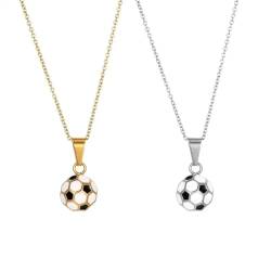 Halskette Ketten Schmuck Herren Frauen Anhänger Necklace Fußball Halskette Frauen Süß Und Romantisch Sport Anhänger Pullover Kette Party Silberfarben von SiVaji