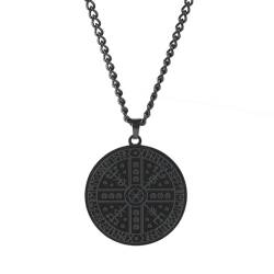 Halskette Ketten Schmuck Herren Frauen Anhänger Necklace Vintage Nordische Runen Halskette Wikinger Kompass Anhänger Halsketten Schwarz von SiVaji