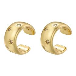 Ohrringe Ohrstecker Damen Schmuck Earrings Herzförmige Sterne Glatte Kleine Creolen Für Damen Goldstar von SiVaji