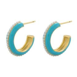 Ohrringe Ohrstecker Damen Schmuck Earrings Kleine Creolen Ohrringe Mehrfarbig Tropfen Ölohrstecker Strand Goldblau von SiVaji