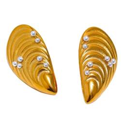Ohrringe Ohrstecker Damen Schmuck Earrings Muschel-Muschel-Ohrstecker Für Frauen Wasserdicht Yh441Agold von SiVaji