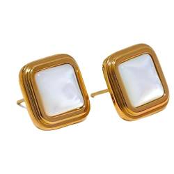 Ohrringe Ohrstecker Damen Schmuck Earrings Muschel Quadratische Kleine Ohrstecker Frauen Für Daily Yh1309Agold von SiVaji