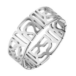 Ring Ringe Damen Bijouterie Herren Geometrisches Muster Filigraner Ehering Stapelringe Für Frauen Männer Hohl 7 Silber von SiVaji