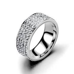Ring Ringe Damen Bijouterie Herren Hip Hop Ring 8Mm Verlobung Eheringe Für Frauen Männer 7 Silberfarbe von SiVaji