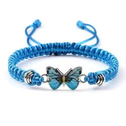 SiVaji Armband Armreif Schmuck Herren Frauen Bracelets Bracelet Jewellery Seilknoten Verstellbare Paararmbänder Gewebtes Armband Männer Und Frauen Freund Schmetterling Blauschmetterling-4 von SiVaji