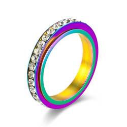 SiVaji Ring Ringe Damen Bijouterie Herren 4Mm Ringe Für Frauen Männer Ringe Paar Hochzeitsfeier 6 Regenbogen von SiVaji