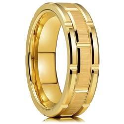 SiVaji Ring Ringe Damen Bijouterie Herren 8Mm Ring Gebürstet Doppelrillenmuster Männer Ehering Party Für Frauen 12 Goldfarbe von SiVaji