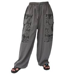 Siamrose Haremshose Yogahose für Herren und Damen, legere Lounge-Hose, 2 große Taschen, grau, Einheitsgröße von Siamrose