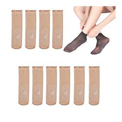 Unsichtbare, rutschfeste Kristallseide Socken, Invisible, Slip-Resistant Crystal Silk Socks, transparente Söckchen aus Seide für Frauen (Skin-10Pairs) von Siapodan