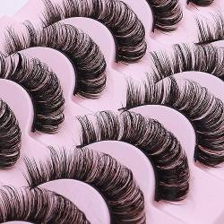 Sibba 10 Paar Fake Wimpern Set Russian Eyelashes D Curl Künstliche Wimpern Wiederverwendba Lashes Fluffy Volumen Wimpern Natürlich Russian Strip Lashes von Sibba