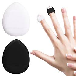 Sibba 2 Stück Lose Puderquasten Make-Up Einstellung Dreieck Gesichtskissen Beauty Blender Niedliche Kosmetik Tragbare Fingerhalter Strap Schwamm Kleine Aufbewahrung Foundation Puff Weiche Abdeckung von Sibba