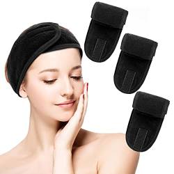 Sibba 3 Pack Spa Stirnband Verstellbares Stirnband Für Gesichtswäsche Make-up Schönheit Gesichtsschlaufe Yoga Stirnband Selbstklebendes Handtuch (Schwarz) von Sibba