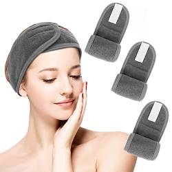 Sibba 3 Pack Spa Stirnband Verstellbares Stirnband Für Gesichtswäsche Make-up Schönheit Gesichtsschlaufe Yoga Stirnband Selbstklebendes Handtuch (grau) von Sibba