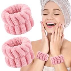 Sibba Damen-Armbänder Zum Waschen des Gesichts Saugfähige Handgelenk-Handtücher Handgelenk-Schweißband für Mädchen Verhindern Dass Wasser Ihre Arme Herunterläuft (Rosa) von Sibba