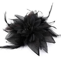 Sibba Flower Hats Clip Tea Party Corsage Haarnadel Haarspange Schwarze Blumenfeder-Haarnadel Schmetterling liefert Kleider-Stirnband-Set Valentinstag (Blumen-Staubblätter-Stil) von Sibba