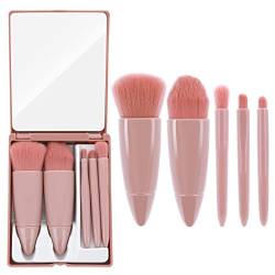 Sibba Reise Make up Pinsel Set, 5 teiliges Mini Komplettfunktions Kosmetikpinsel Set mit Spiegel für Lippenpinsel Foundation Blending Powder Brush Mini Gesichtskosmetik Make up Pinsel Set von Sibba