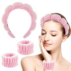 Sibba Schwamm Stirnband Armband Sets zum Waschen von Gesicht Make-up Stirnbänder für Frauen Mädchen Hautpflege Entfernung Spa Yoga Sport Dusche Kopfband Frottee Handtuch Stoff Haarband von Sibba