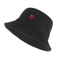 Sibba Sommer-Fischerhut Packbare Sailor Fisherman Caps Zum Angeln Golf Camping Reisen GroßEr Kopf Breite Krempe Sonnenschutz Kopfbedeckung für MäNner Frauen Teenager MäDchen Herz M von Sibba