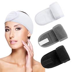 Sibba Spa Stirnband 3 Stück Verstellbares Stirnband für Gesichtswäsche Make up Schönheit Gesichtsschlaufe Yoga Stirnband Selbstklebendes Handtuch von Sibba