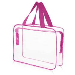 Sibba Transparente Tragetasche Große Aufbewahrungs Make Up Taschen Wasserdicht Transparent Kosmetiktaschen Reißverschluss Kulturbeutel Organizer Aufbewahrung Handtasche Reisezubehör Modisch Rosenrot von Sibba