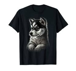 Niedlicher Baby-Hund, sibirischer Husky-Welpe T-Shirt von Siberian Husky lover apparel for Husky owner