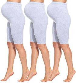 Sibinulo Schwangerschaftshose, Kurze Umstandsleggings aus Baumwolle, Freizeithose für Schwangere, Umstandshosen, Umstandsmode Blickdichte Gr.Mel. 3er Pack S von Sibinulo